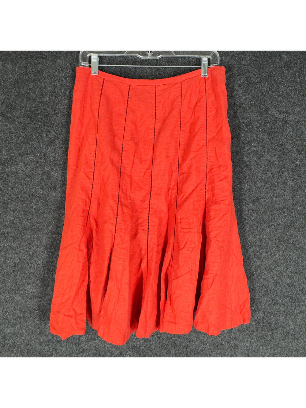 Willi Smith Skirt Women 8 Red A-Line Midi Mid Rise Zipper Linen Lined Casual